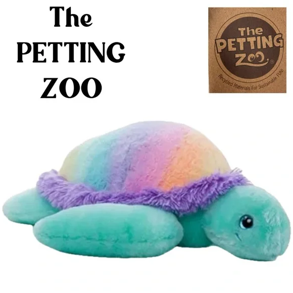 NEW THE PETTING ZOO 12” SEA TURTLE OMBRÉ RAINBOW PLUSH STUFFED TOY - Picture 1 of 9